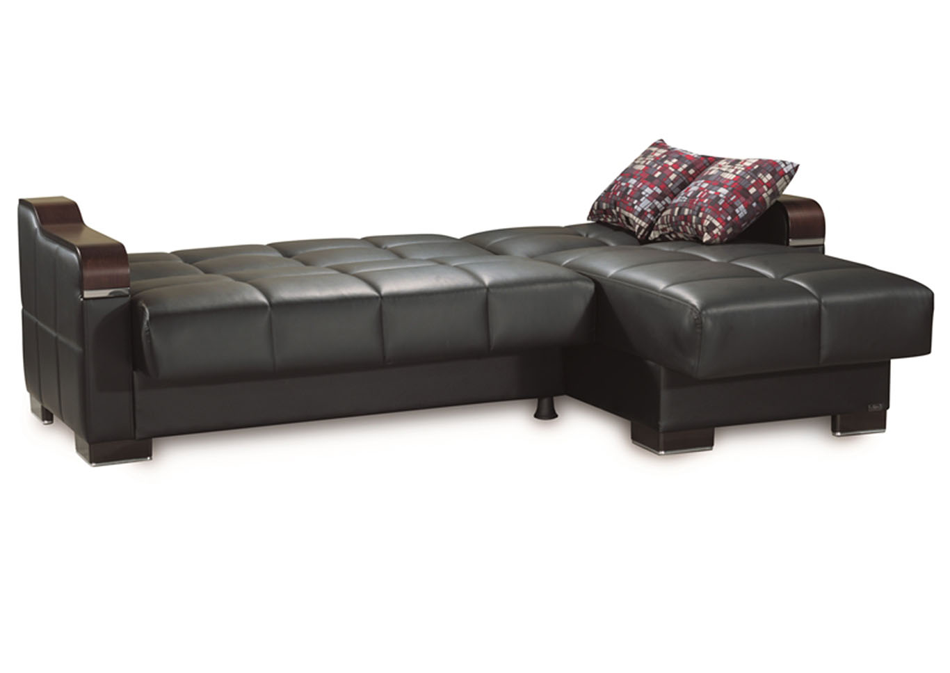 Downtown Black PU Sectional L+C,Ottomanson (Previously Casamode)